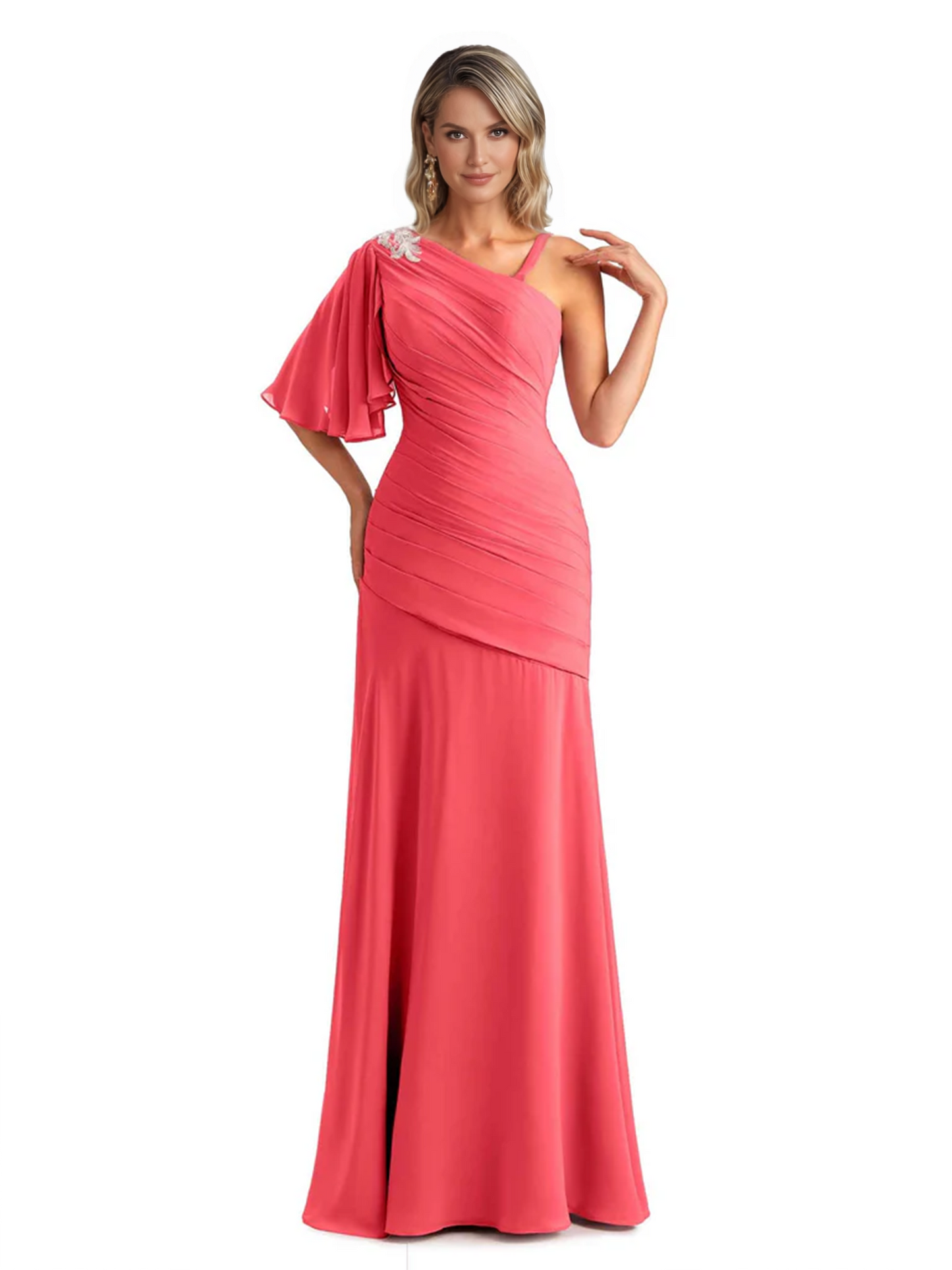 Embroidered Lace Bodice Mother of the Bride Dress Chiffon Maxi Dress Plus Size