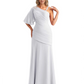 Embroidered Lace Bodice Mother of the Bride Dress Chiffon Maxi Dress Plus Size