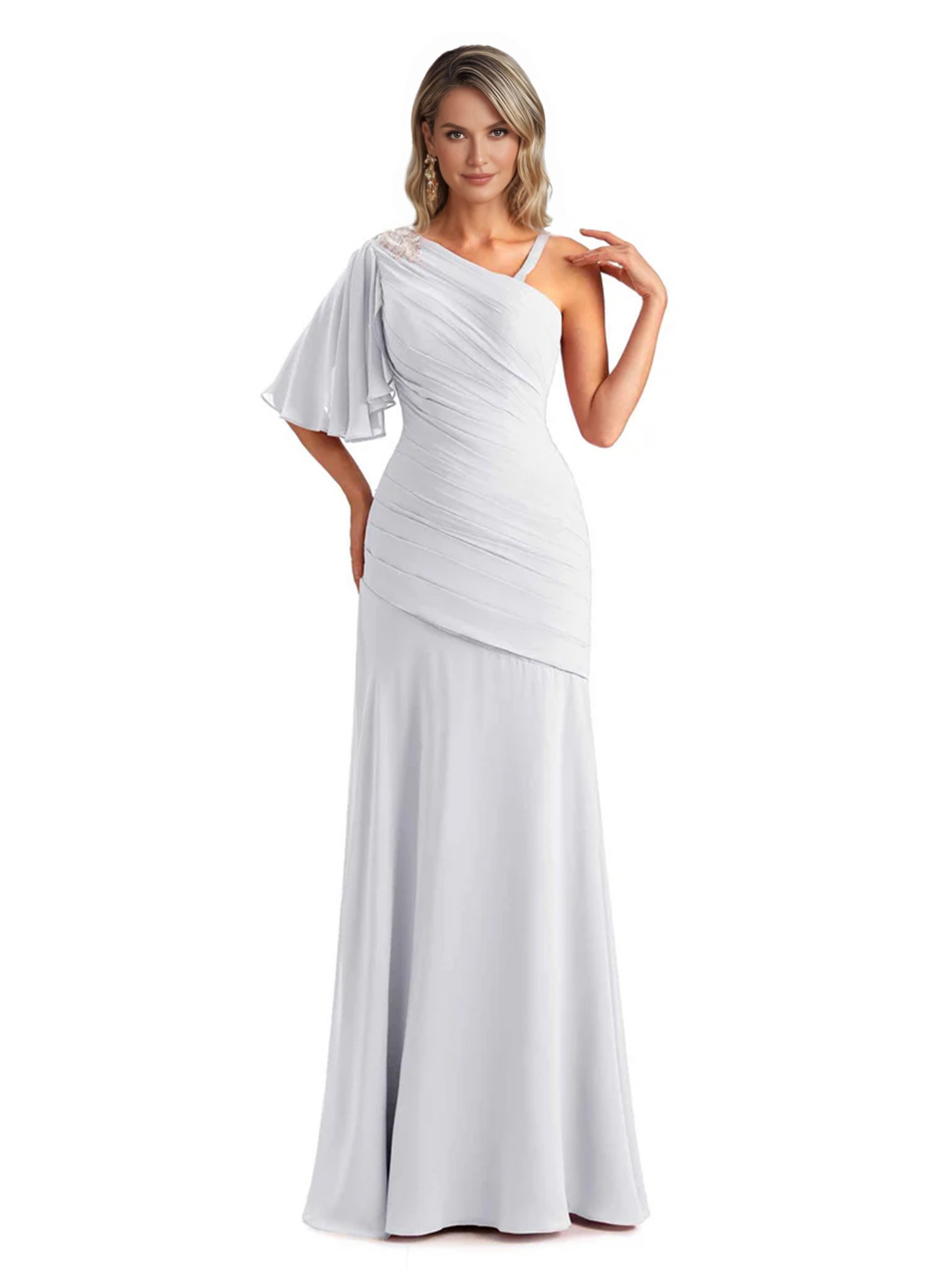 Embroidered Lace Bodice Mother of the Bride Dress Chiffon Maxi Dress Plus Size
