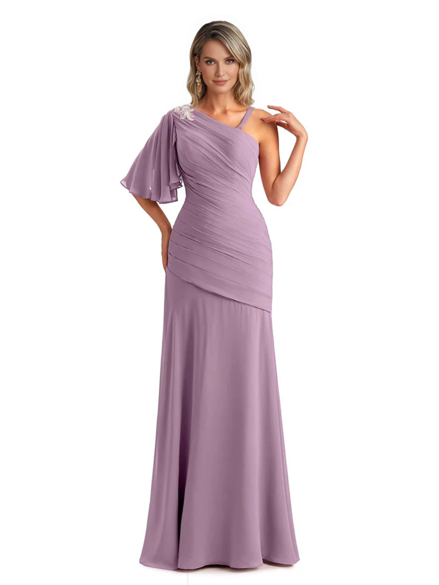 Embroidered Lace Bodice Mother of the Bride Dress Chiffon Maxi Dress Plus Size
