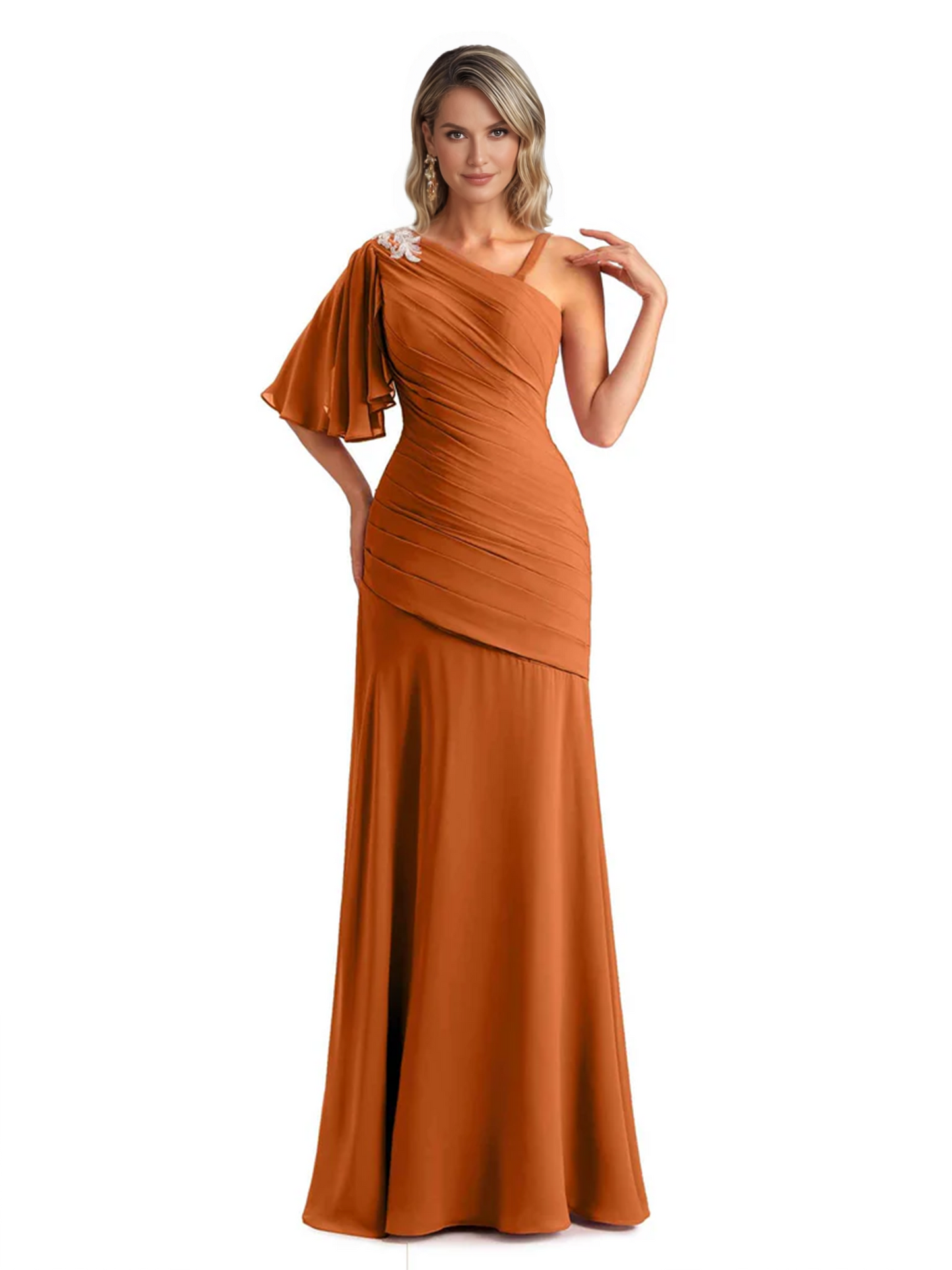 Embroidered Lace Bodice Mother of the Bride Dress Chiffon Maxi Dress Plus Size