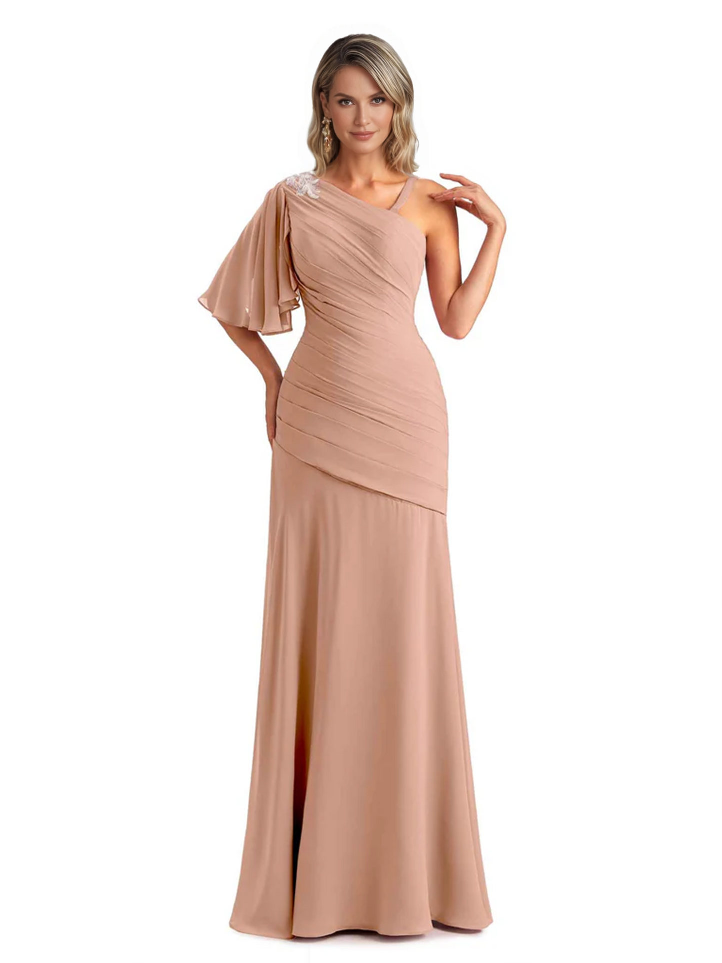 Embroidered Lace Bodice Mother of the Bride Dress Chiffon Maxi Dress Plus Size