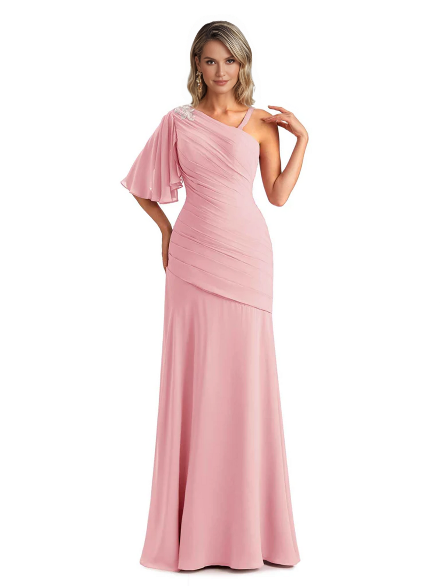 Embroidered Lace Bodice Mother of the Bride Dress Chiffon Maxi Dress Plus Size