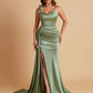 Elegant Soft Satin Mermaid Bowknot Floor-Length Mermaid Bridesmaid Dresses