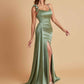 Elegant Soft Satin Mermaid Bowknot Floor-Length Mermaid Bridesmaid Dresses