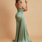 Elegant Soft Satin Mermaid Bowknot Floor-Length Mermaid Bridesmaid Dresses
