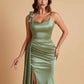 Elegant Soft Satin Mermaid Bowknot Floor-Length Mermaid Bridesmaid Dresses