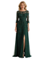 Sexy Slit Mermaid Dresses Mother of The Groom Dresses Long Formal 3/4 Sleeves