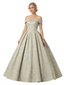 Modern Floral Jacquard Off Shoulder Floor-Length A-Line Long Formal Evening Dresses