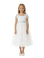 Lace Bodice Flower Girl Dress with Spaghetti-Straps Short Sleeves Tulle Knee Length Princess Gown