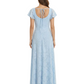 Elegant Flutter Sleeves Square Ruching Floral Burnout Chiffon A-line Formal Evening Dresses