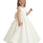 Classic Satin Flower Girl Dress Sleeveless A Line Floor Length Bow Back Formal Gown