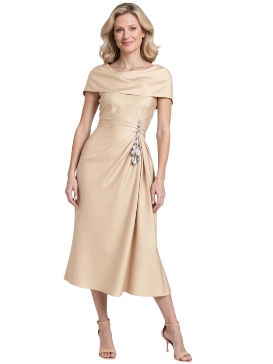 Short Formal Dresses Off Shoulder Mother of The Bride Dress Rhinestone