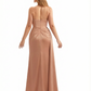 Sexy Sweetheart Ruched Mermaid Soft Satin Unique Long Formal Dresses Side Slit