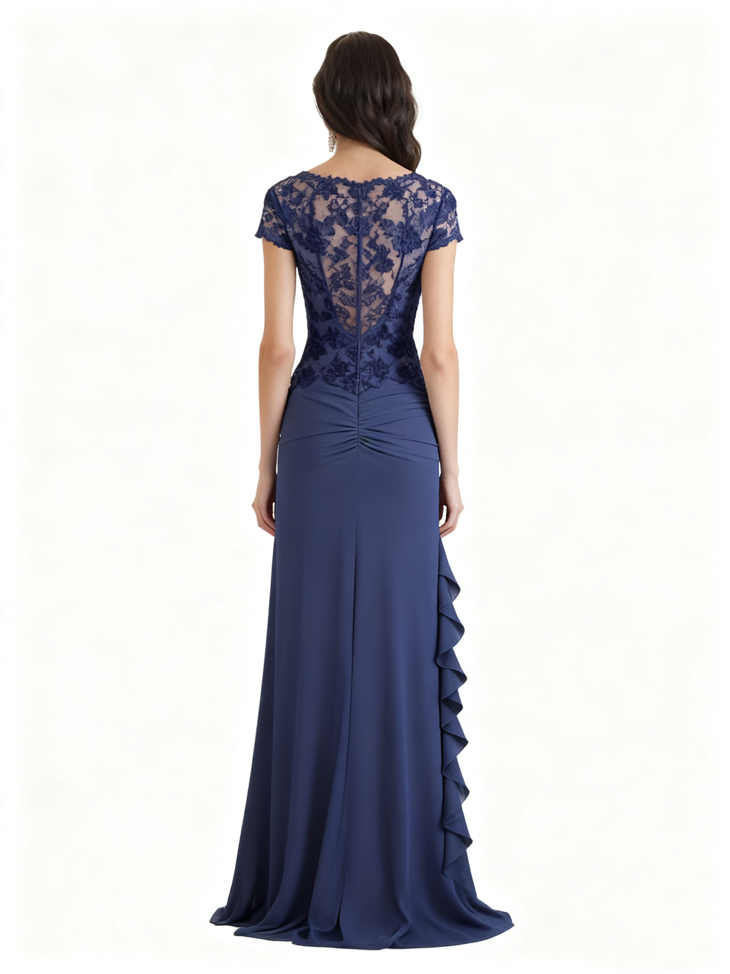 Elegant Ruffle Lace Chiffon A-Line Mother of The Bride Dresses Wedding