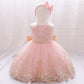Luxury Lace Flower Girls Dress Elegant with Bow Princess Gown for Wedding