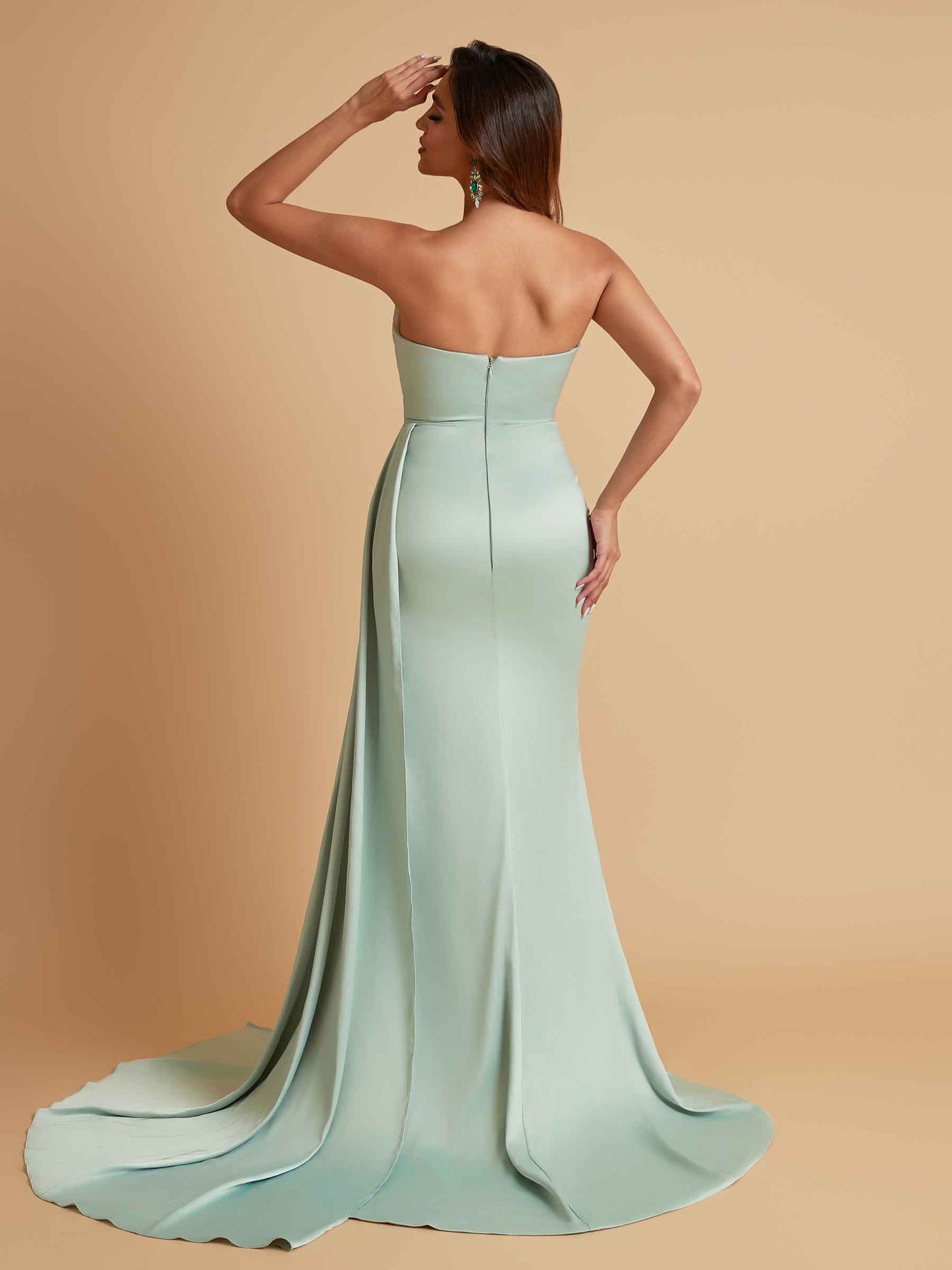 Sexy Soft Satin Mermaid V-neck Floor-Length Mermaid Bridesmaid Dresses