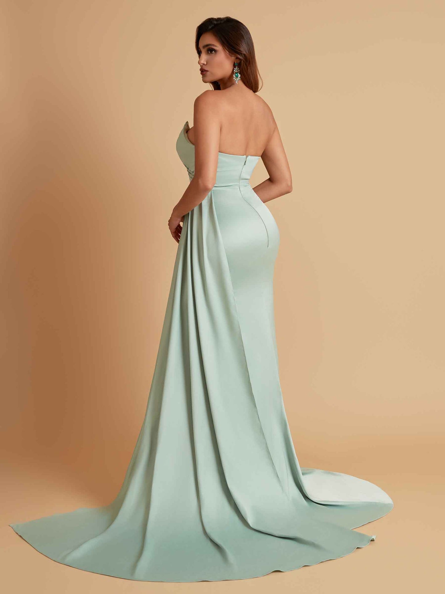 Sexy Soft Satin Mermaid V-neck Floor-Length Mermaid Bridesmaid Dresses
