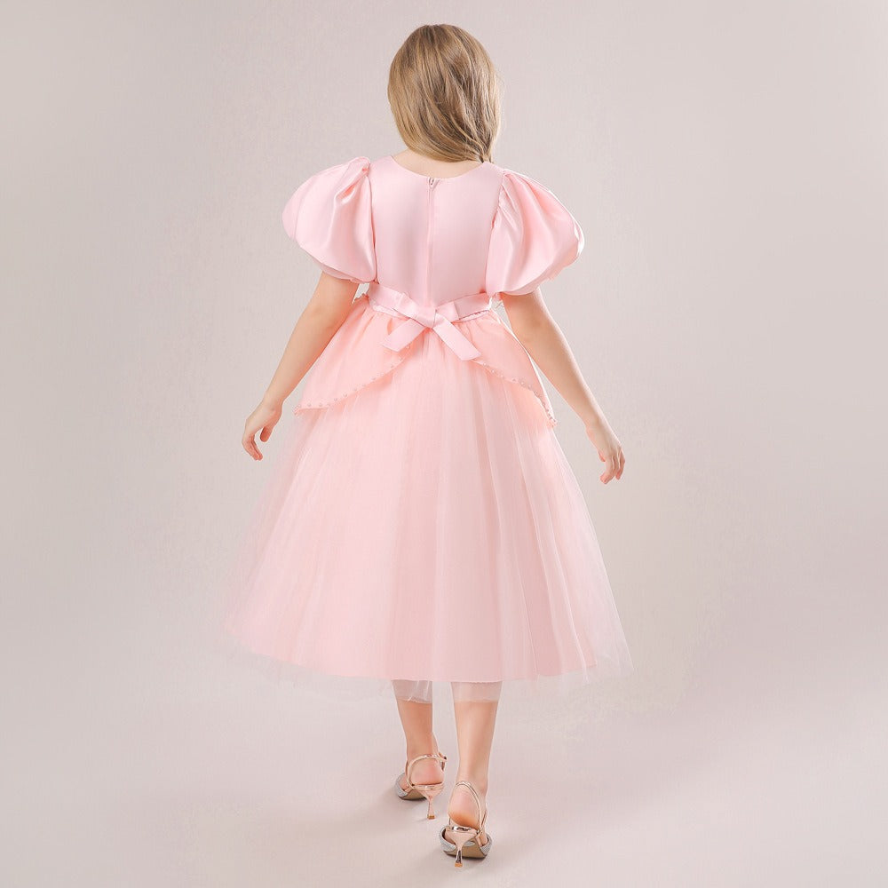 Luxury Lace Flower Girls Dress Elegant Tulle Princess Gown for Wedding