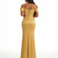 Sexy Cold Shoulder Lace Mermaid V-Neck Soft Satin Floor Length Evening Dresses Side Slit