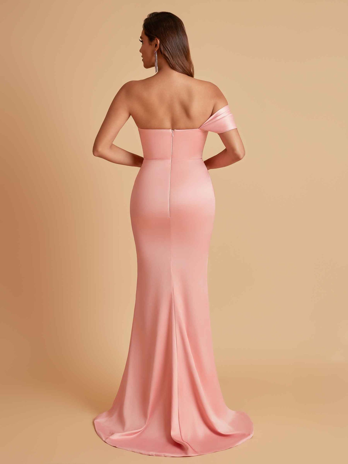 Sexy Soft Satin Mermaid One Shoulder Floor-Length Mermaid Bridesmaid Dresses
