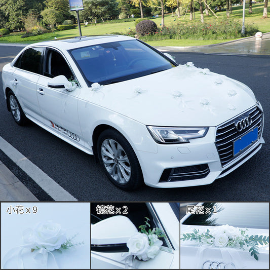 Wedding Car Decoration Flower Mirror Tied Flower