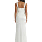 Elegant Womne's Mermaid Ruched Silky Satin Floor Length Evening Dresses Side Slit