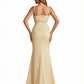 Sexy V-neck Spaghetti Straps Side Slit Mermaid Soft Satin Long Formal Dresses