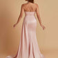 Simple Soft Satin Mermaid Strapless Floor-Length Mermaid Bridesmaid Dresses