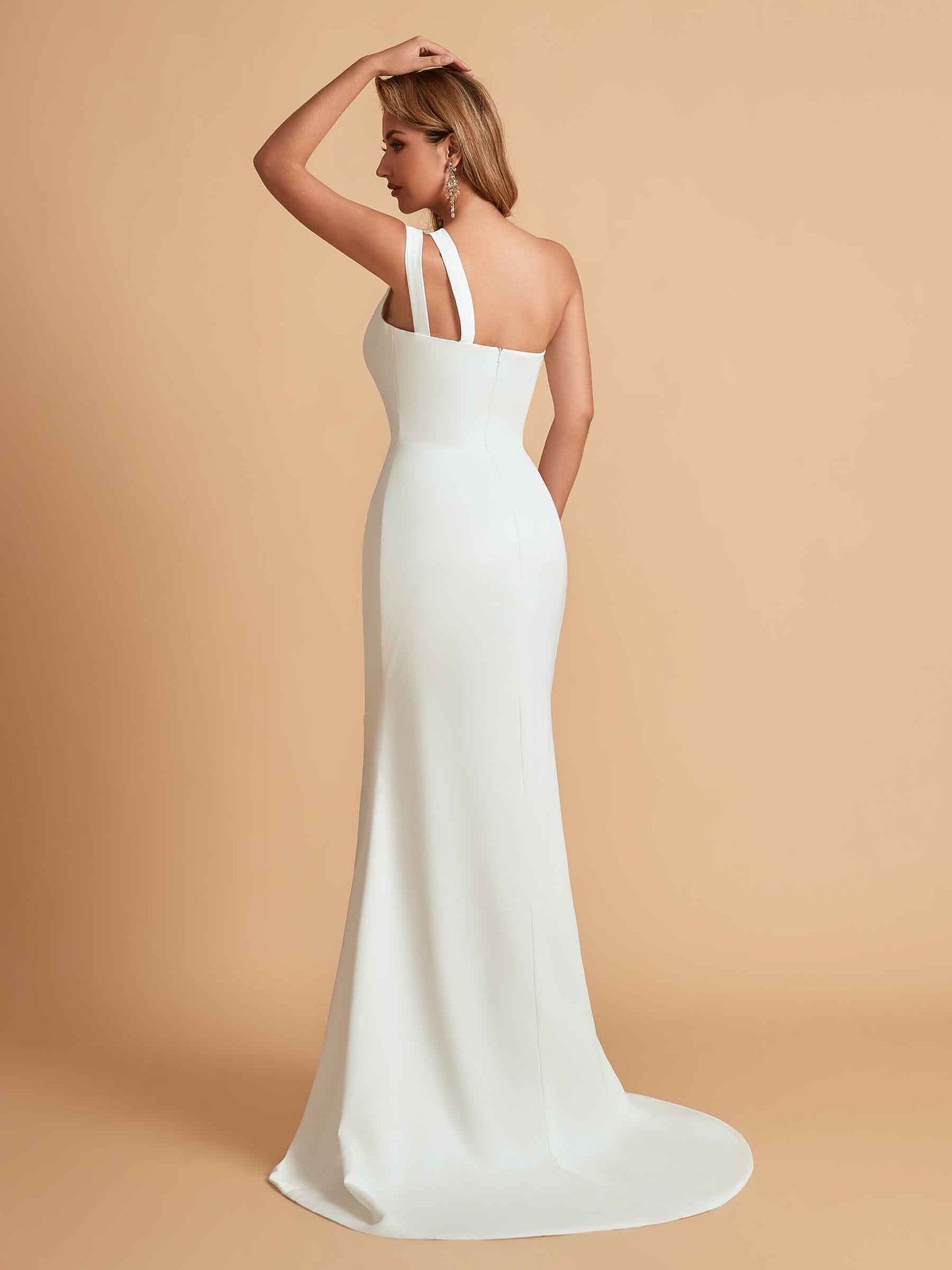 Elegant Satin One Shoulder Mermaid Side Slit Floor Length Bridesmaid Dresses