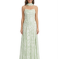 Elegant Spaghetti Straps Floral Burnout Chiffon A-Line Formal Evening Dresses