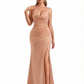 Sexy Sweetheart Ruched Mermaid Silky Satin Maxi Formal Dresses Side Slit