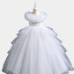 Elegant Long Flower Girls Dress Satin Tulle Princess Gown for Wedding Kids Tutu Dress