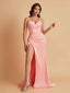 Simple Soft Satin Mermaid V-neck Floor-Length Mermaid Bridesmaid Dresses
