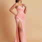 Simple Soft Satin Mermaid V-neck Floor-Length Mermaid Bridesmaid Dresses
