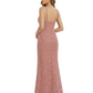 Elegant V-Neck Ruching Floral Burnout Chiffon Mermaid Formal Evening Dresses