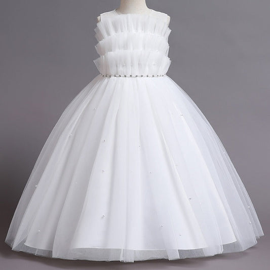 Elegant Cupcake Flower Girls Dress Tulle Princess Gown for Wedding Kids