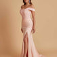 Elegant Soft Satin Mermaid Off Shoulder Side Slit Floor-Length Mermaid Bridesmaid Dresses