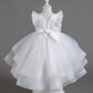 Elegant Luxury with Bow Flower Girls Dress Tulle Princess Gown for Wedding Kids