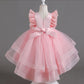 Elegant Luxury with Bow Flower Girls Dress Tulle Princess Gown for Wedding Kids