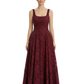 Elegant Square Ruching Floral Burnout Chiffon A-line Formal Evening Dresses