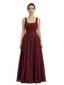 Elegant Square Ruching Floral Burnout Chiffon A-line Formal Evening Dresses