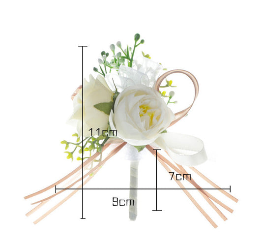 New Wedding Bridal Wrist Flower Handmade Artificial Men Corsage Rose Flower