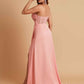 Sexy Soft Satin Mermaid One Shoulder Asymmetrical Side Slit Floor-Length Bridesmaid Dresses