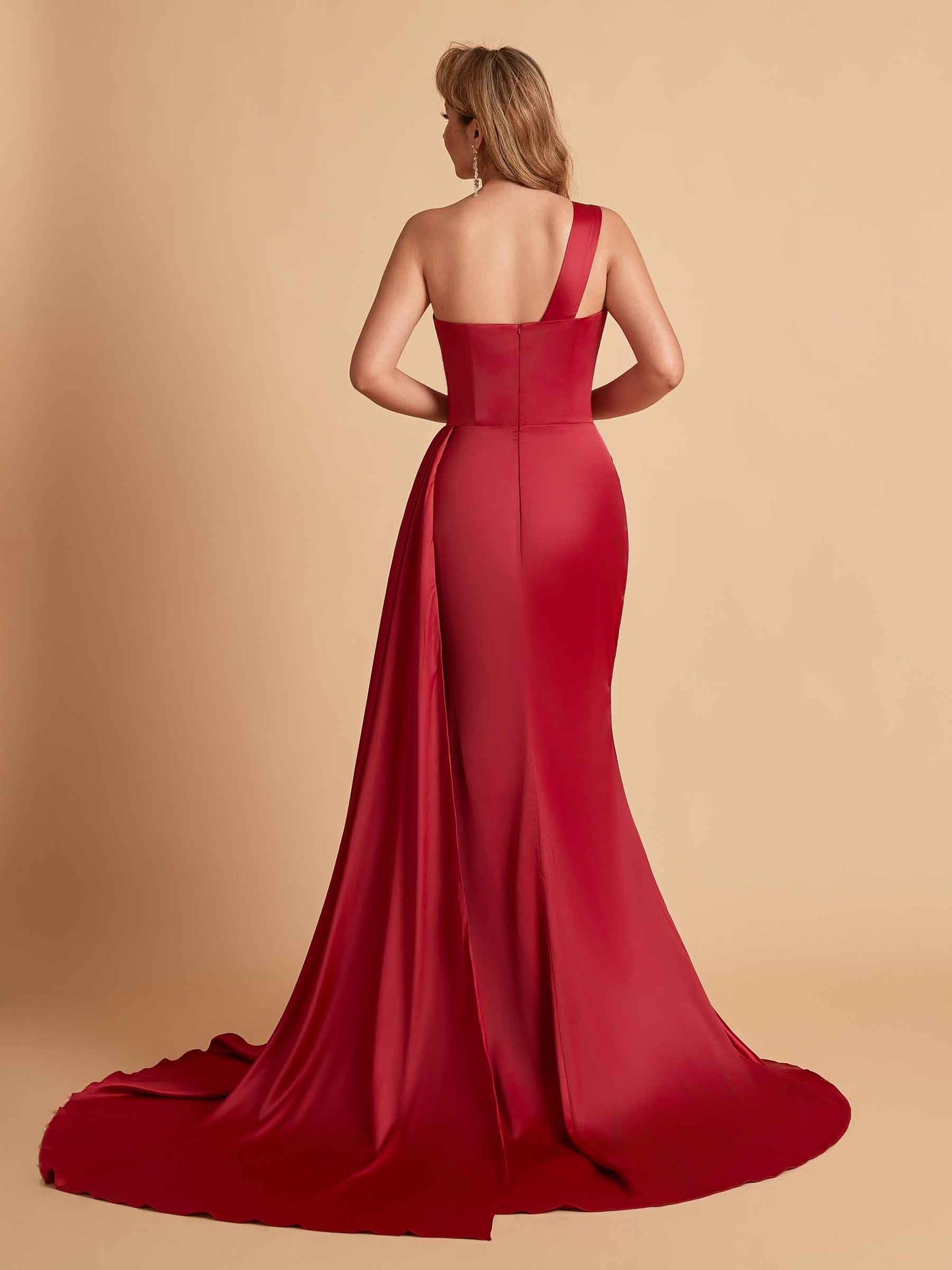 Sexy Satin Mermaid One Shoulder Maxi Long Bridesmaid Dresses Online