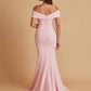 Elegant Soft Satin Mermaid Off Shoulder Side Slit Floor-Length Bridesmaid Dresses
