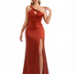 Sexy One Shoulder Mermaid Soft Satin Maix Evening Formal Dresses With Slit