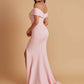 Elegant Soft Satin Mermaid Off Shoulder Side Slit Floor-Length Bridesmaid Dresses