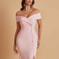Elegant Soft Satin Mermaid Off Shoulder Side Slit Floor-Length Bridesmaid Dresses