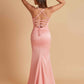 Sexy Soft Satin Mermaid Spaghetti Straps Side Slit Floor-Length Bridesmaid Dresses